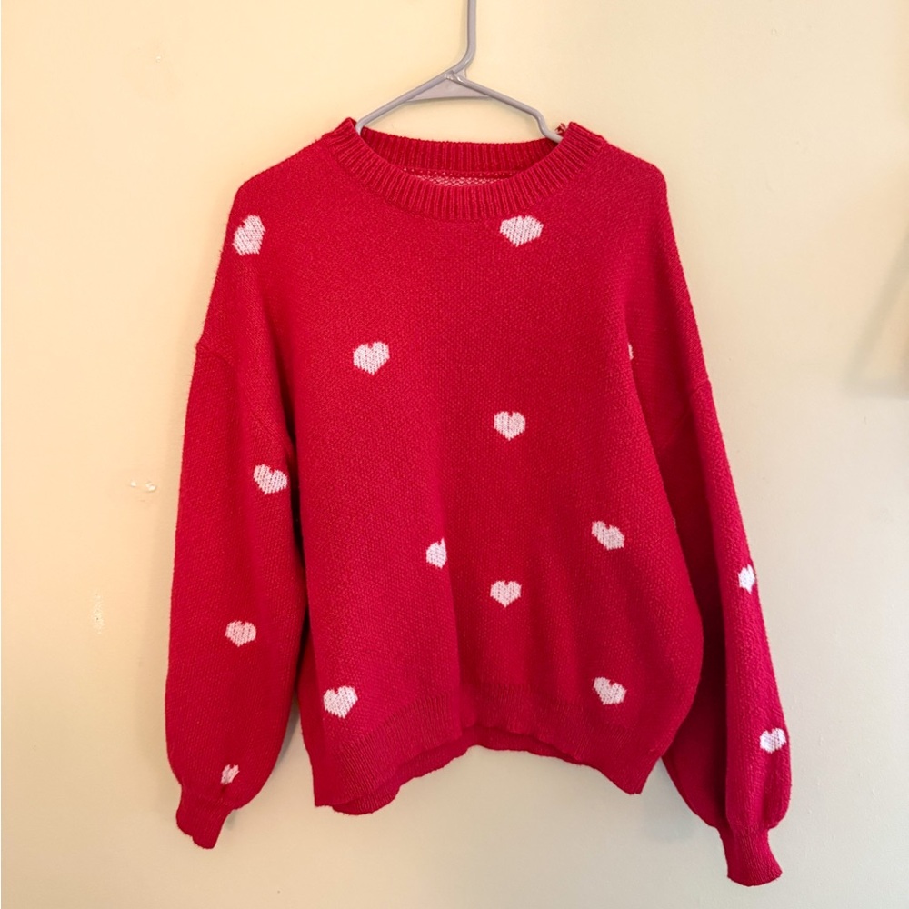 Red Heart Pattern Sweater
